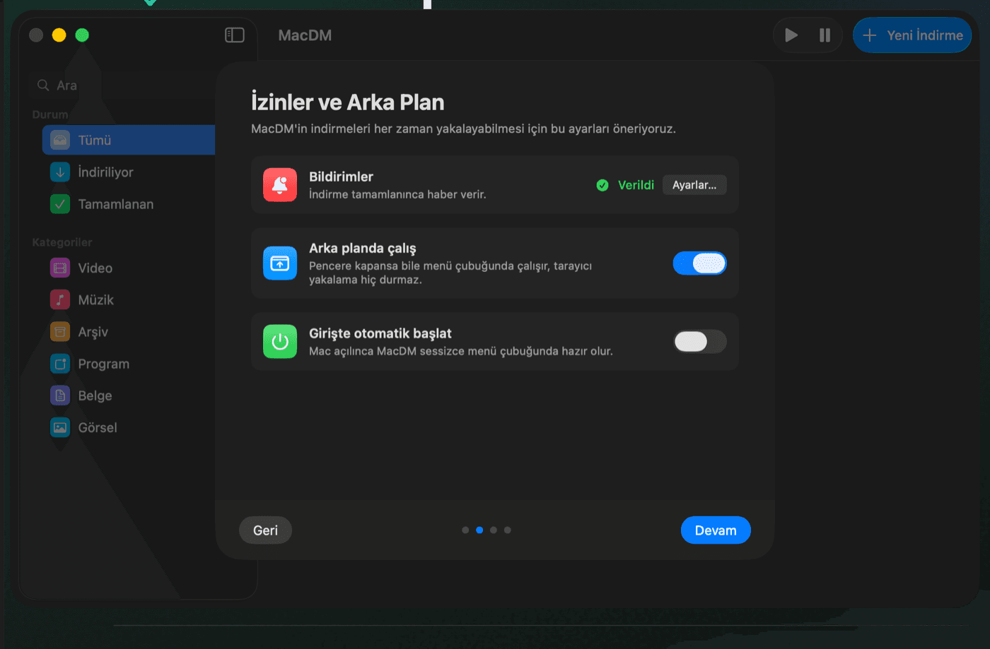 Permissions and background
