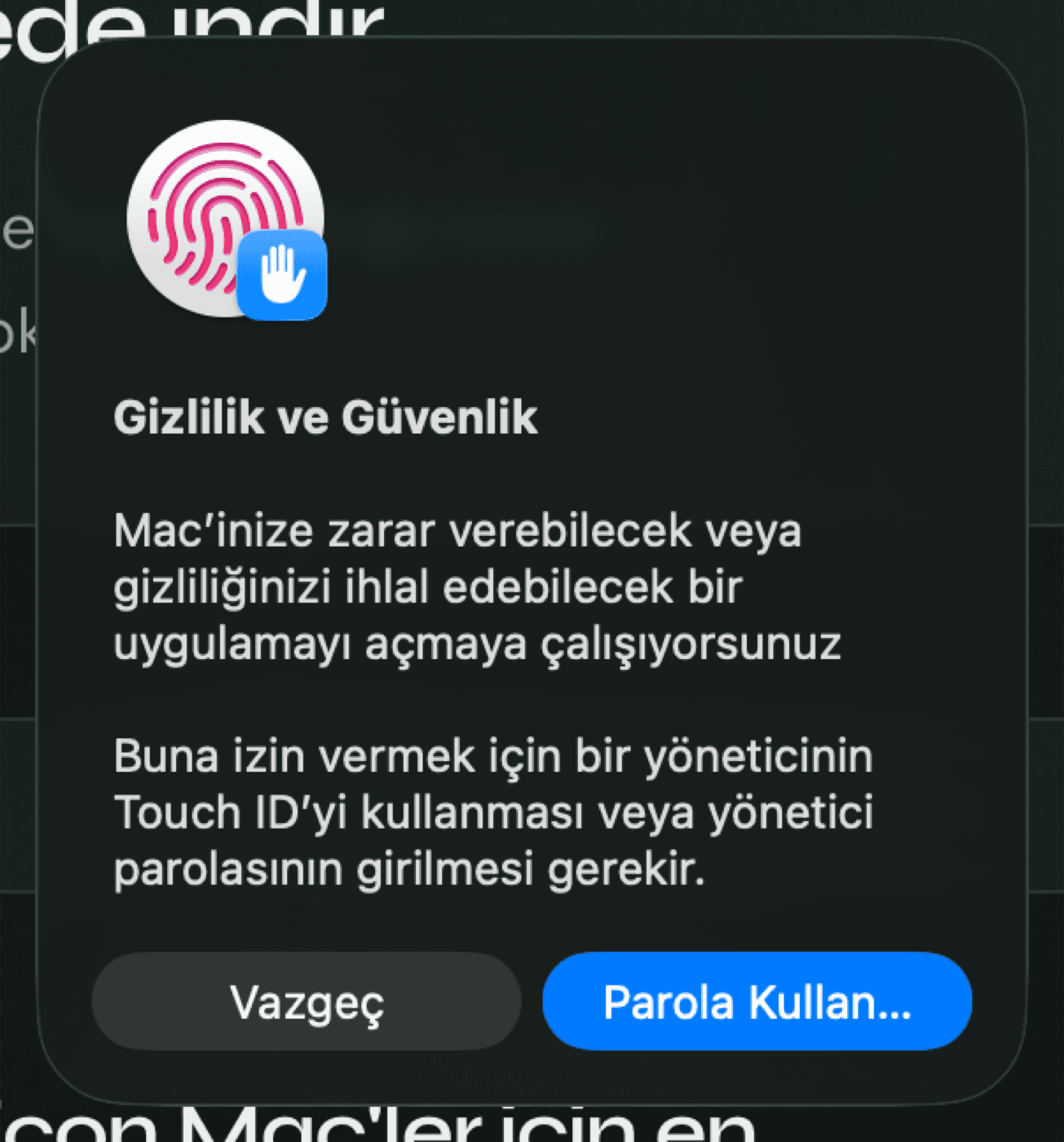 Authenticate with Touch ID or password